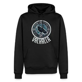 Viking Norse Rune Raven Odin's Valhalla - Men’s Premium Organic Hoodie - black - Front - Nico (187cm)