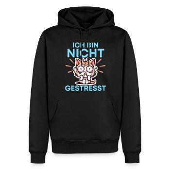 Katze Stress Bürohumor Lustig Sprüche - Männer Premium Bio Hoodie - Schwarz - Vorne - Nico (187cm)