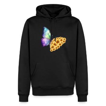 Papillon, Tournesol, Printemps, Été - Sweat à capuche Premium bio Homme - noir - Devant - Nico (187cm)