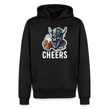 Viking bière acclamations crâne Odin guerrier - Sweat à capuche Premium bio Homme - noir - Devant - Nico (187cm)