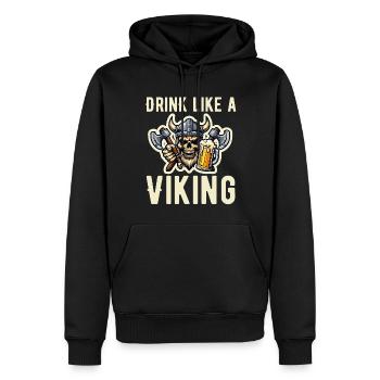 Drinking Beer Like a Viking - For Valhalla - Men’s Premium Organic Hoodie - black - Front - Nico (187cm)