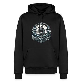 Bateau-dragon viking Norseman Sailor Valhalla - Sweat à capuche Premium bio Homme - noir - Devant - Nico (187cm)
