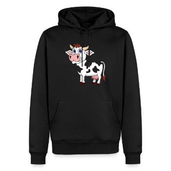 Vache laitière - Sweat à capuche Premium bio Homme - noir - Devant - Nico (187cm)