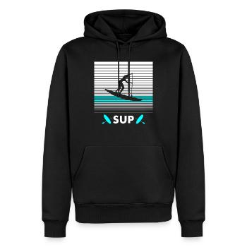 SUP - Männer Premium Bio Hoodie - Schwarz - Vorne - Nico (187cm)