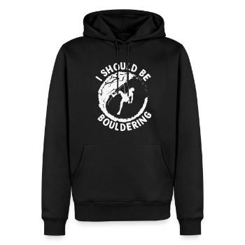 Bouldern - Männer Premium Bio Hoodie - Schwarz - Vorne - Nico (187cm)