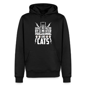Programmeur Coder Développeur de logiciels - Sweat à capuche Premium bio Homme - noir - Devant - Nico (187cm)