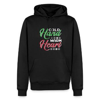 Hiver Mains Froides Cœur Chaud Neige Froid - Sweat à capuche Premium bio Homme - noir - Devant - Nico (187cm)