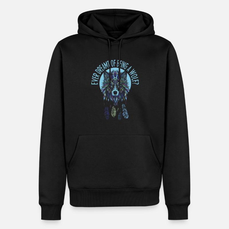 Wolf - Männer Premium Bio Hoodie - Schwarz