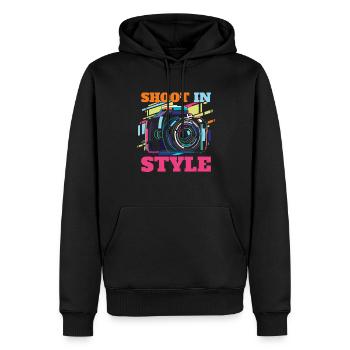 Photographe Photographie Appareil Photo - Sweat à capuche Premium bio Homme - noir - Devant - Nico (187cm)