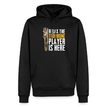 Jazz - Männer Premium Bio Hoodie - Schwarz - Vorne - Nico (187cm)