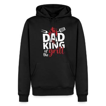 Papa Père Grill Barbecue - Sweat à capuche Premium bio Homme - noir - Devant - Nico (187cm)