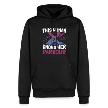 Coureur de Parkour - Sweat à capuche Premium bio Homme - noir - Devant - Nico (187cm)