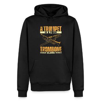 Trombone - Sweat à capuche Premium bio Homme - noir - Devant - Nico (187cm)