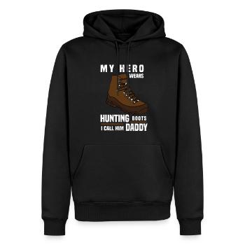 Chasse Chasse Chasseur Fusil Tir Chasse Chasse - Sweat à capuche Premium bio Homme - noir - Devant - Nico (187cm)