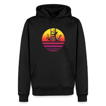 Viking navire Vintage rétro drakkar - Sweat à capuche Premium bio Homme - noir - Devant - Nico (187cm)