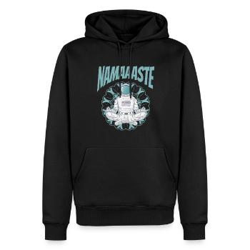 Namaste Weltraum Yoga Astronaut meditiert - Männer Premium Bio Hoodie - Schwarz - Vorne - Nico (187cm)