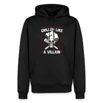 Grill grill maître BBQ - Sweat à capuche Premium bio Homme - noir - Devant - Nico (187cm)