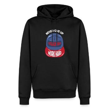 Ne jamais abandonner la motivation du travail acharné - Sweat à capuche Premium bio Homme - noir - Devant - Nico (187cm)