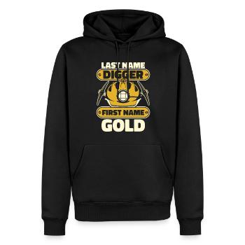 Mine d’or minière - Sweat à capuche Premium bio Homme - noir - Devant - Nico (187cm)