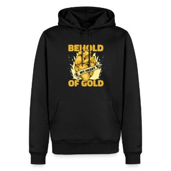 Mines d’or - Sweat à capuche Premium bio Homme - noir - Devant - Nico (187cm)
