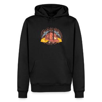 Mine d’or minière - Sweat à capuche Premium bio Homme - noir - Devant - Nico (187cm)