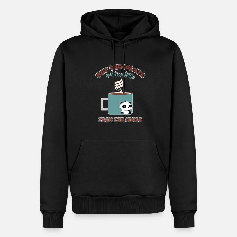 Chocolat chaud Cacao Boire Chocolat - Sweat à capuche Premium bio Homme - noir