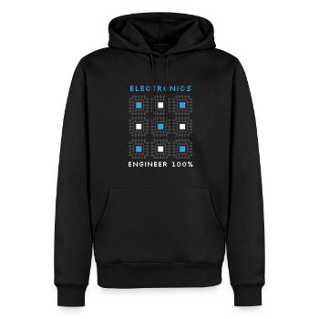Ingénieur électricien Ingénieur électricien Génie électrique - Sweat à capuche Premium bio Homme - noir - Devant - Nico (187cm)