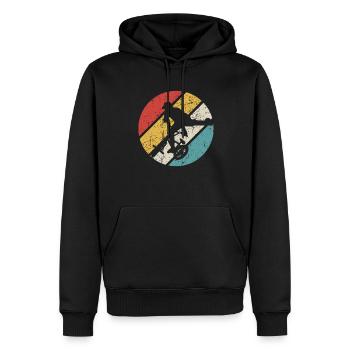 BMX Shirt Cyclisme Descente Vintage Rétro - Sweat à capuche Premium bio Homme - noir - Devant - Nico (187cm)