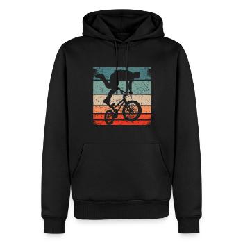 BMX Shirt Cyclisme Descente Vintage Rétro - Sweat à capuche Premium bio Homme - noir - Devant - Nico (187cm)