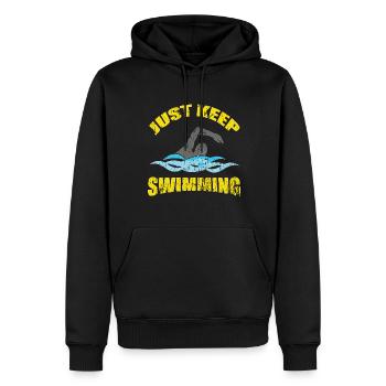 Nageurs Natation 50 mètres piste Brasse - Sweat à capuche Premium bio Homme - noir - Devant - Nico (187cm)