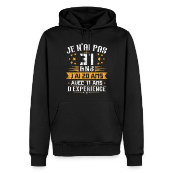 Je n'ai pas 31 ans, Cadeau d'anniversaire 31 ans - Sweat à capuche Premium bio Homme - noir - Devant - Nico (187cm)