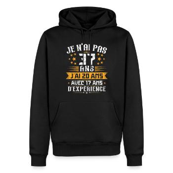 Je n'ai pas 37 ans, Cadeau d'anniversaire 37 ans - Sweat à capuche Premium bio Homme - noir - Devant - Nico (187cm)