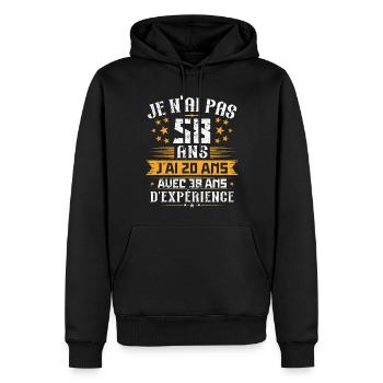Je n'ai pas 58 ans, Cadeau d'anniversaire 58 ans - Sweat à capuche Premium bio Homme - noir - Devant - Nico (187cm)