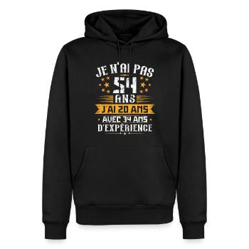 Je n'ai pas 54 ans, Cadeau d'anniversaire 54 ans - Sweat à capuche Premium bio Homme - noir - Devant - Nico (187cm)
