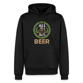 Bière Buveur de bière Bouteille de bière en canette de bière - Sweat à capuche Premium bio Homme - noir - Devant - Nico (187cm)