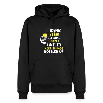 Bière Buveur de bière Bouteille de bière en canette de bière - Sweat à capuche Premium bio Homme - noir - Devant - Nico (187cm)