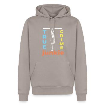True Crime Junkie Criminal Cases Crime Série policière - Sweat à capuche Premium bio Homme - taupe - Devant - Nico (187cm)