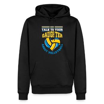 Fille d’une joueuse de volleyball - Sweat à capuche Premium bio Homme - noir - Devant - Nico (187cm)