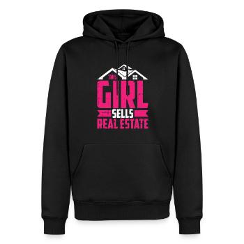 Agent immobilier Fille - Sweat à capuche Premium bio Homme - noir - Devant - Nico (187cm)