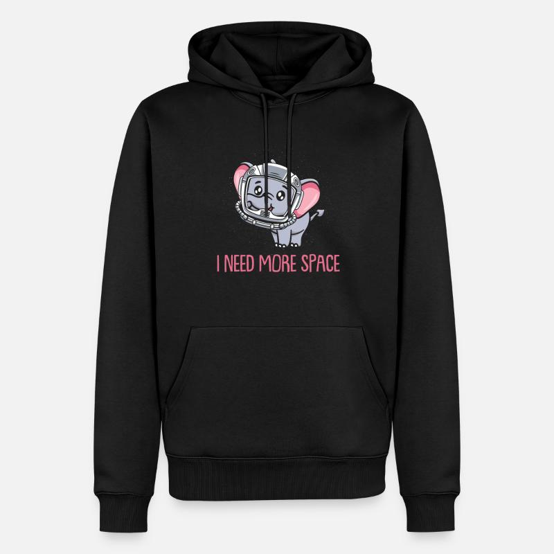 Elefant Astronaut I Need More Space - Männer Premium Bio Hoodie - Schwarz