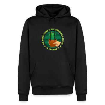 Jardin de cactus - Sweat à capuche Premium bio Homme - noir - Devant - Nico (187cm)