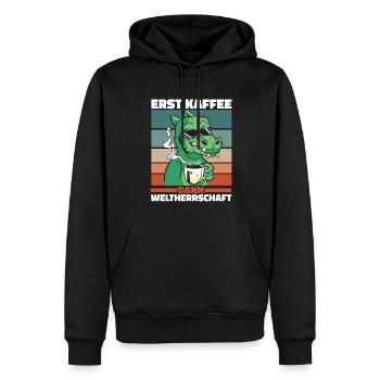 Dinosaurier Kaffee Sonnenbrille - Männer Premium Bio Hoodie - Schwarz - Vorne - Nico (187cm)