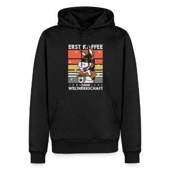 Muli Esel Kaffee-Sonnenbrille - Männer Premium Bio Hoodie - Schwarz - Vorne - Nico (187cm)
