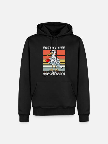 Möwe Kaffee-Sonnenbrille - Männer Premium Bio Hoodie - Schwarz