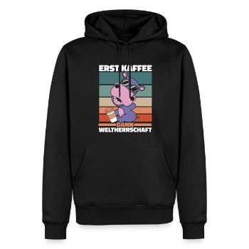 Nilpferd Flusspferd Kaffee Sonnenbrille - Männer Premium Bio Hoodie - Schwarz - Vorne - Nico (187cm)