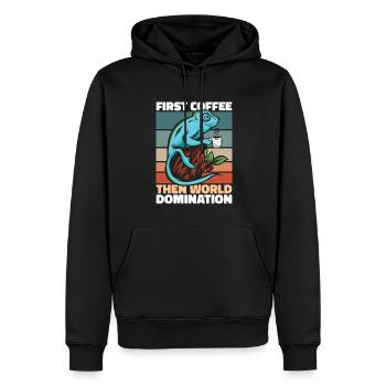 Chameleon Chamäleon Kaffee Sonnenbrille - Männer Premium Bio Hoodie - Schwarz - Vorne - Nico (187cm)