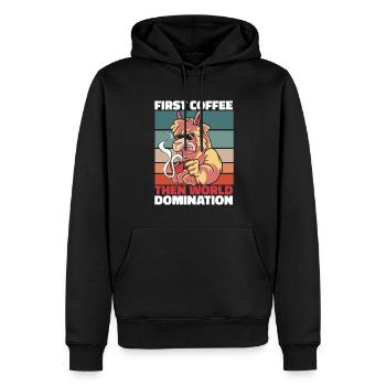 Alpaka Kaffee Sonnenbrille - Männer Premium Bio Hoodie - Schwarz - Vorne - Nico (187cm)