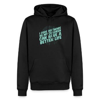 Développeur Coder Programmeur Parent - Sweat à capuche Premium bio Homme - noir - Devant - Nico (187cm)