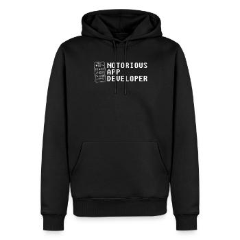 Développeur Codeur Programmeur Développeur - Sweat à capuche Premium bio Homme - noir - Devant - Nico (187cm)