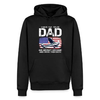 Airplane mechanic dad - Men’s Premium Organic Hoodie - black - Front - Nico (187cm)